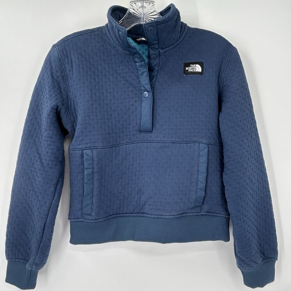 The North Face Teen Girls 12 Edgewater 1/4 Snap Quilted Sweater Pullover Blue